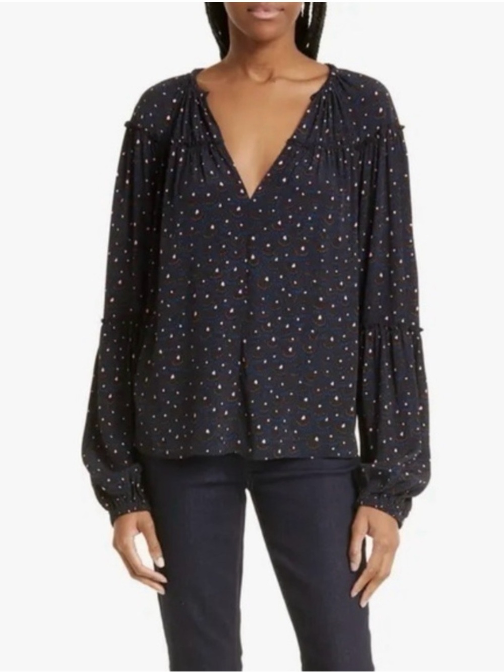 A.L.C. Jenna Abstract Print Top in Black Blue Multi